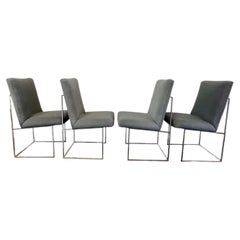 Mid Century Milo Baughman for Thayer Coggin Thin Chrome Dining Chairs