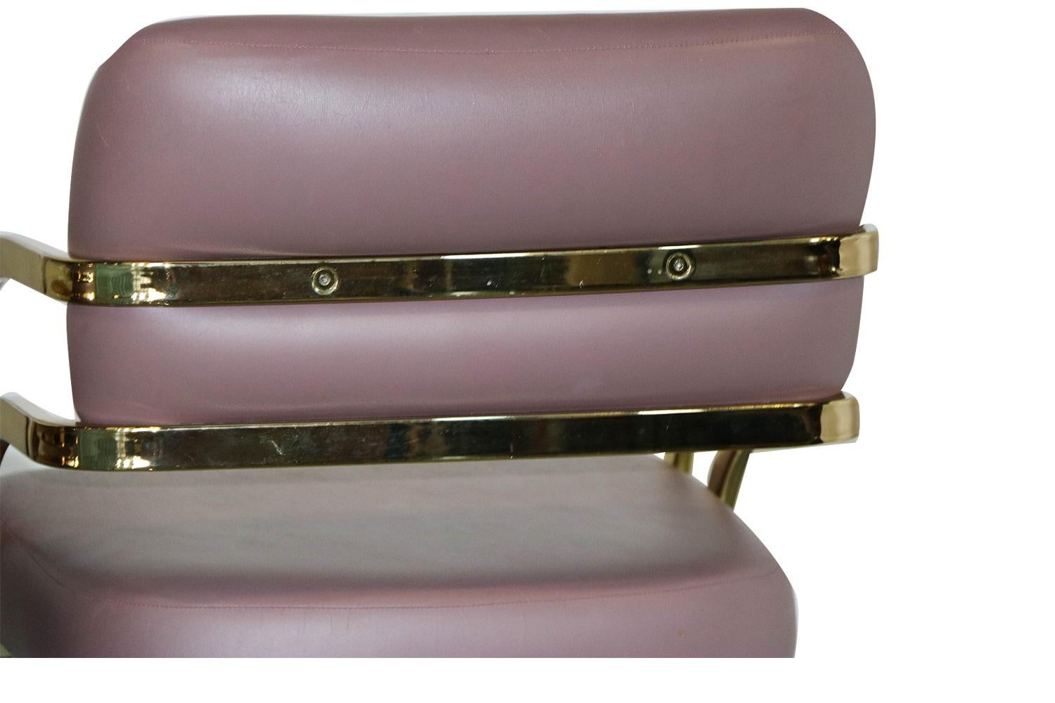 Midcentury Gold Brass Flat Bar Cantilever Stools by Arthur Umanoff In Good Condition In Baltimore, MD