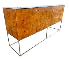 Mid-Century Milo Baughman Marble & Burl Wood Credenza for Thayer Coggin