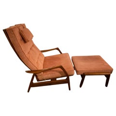 Milo Baughman:: milieu du siècle:: fauteuil de relaxation & pouf