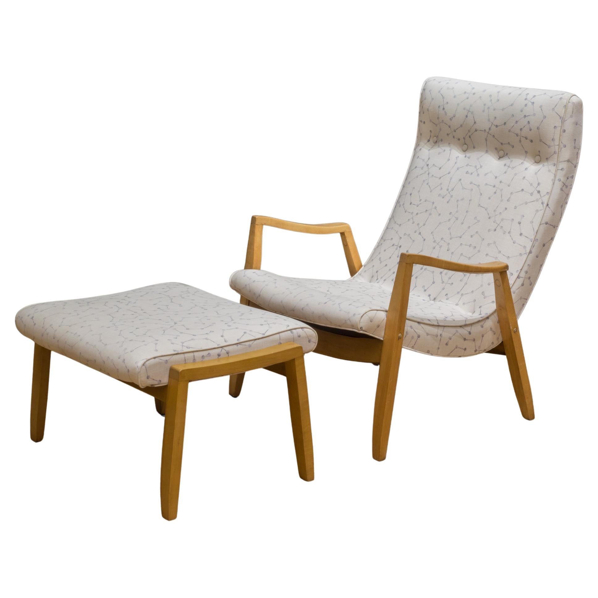 Mid-Century Milo Baughman Scoop Lounge Chair and Ottoman, C.1950-1960