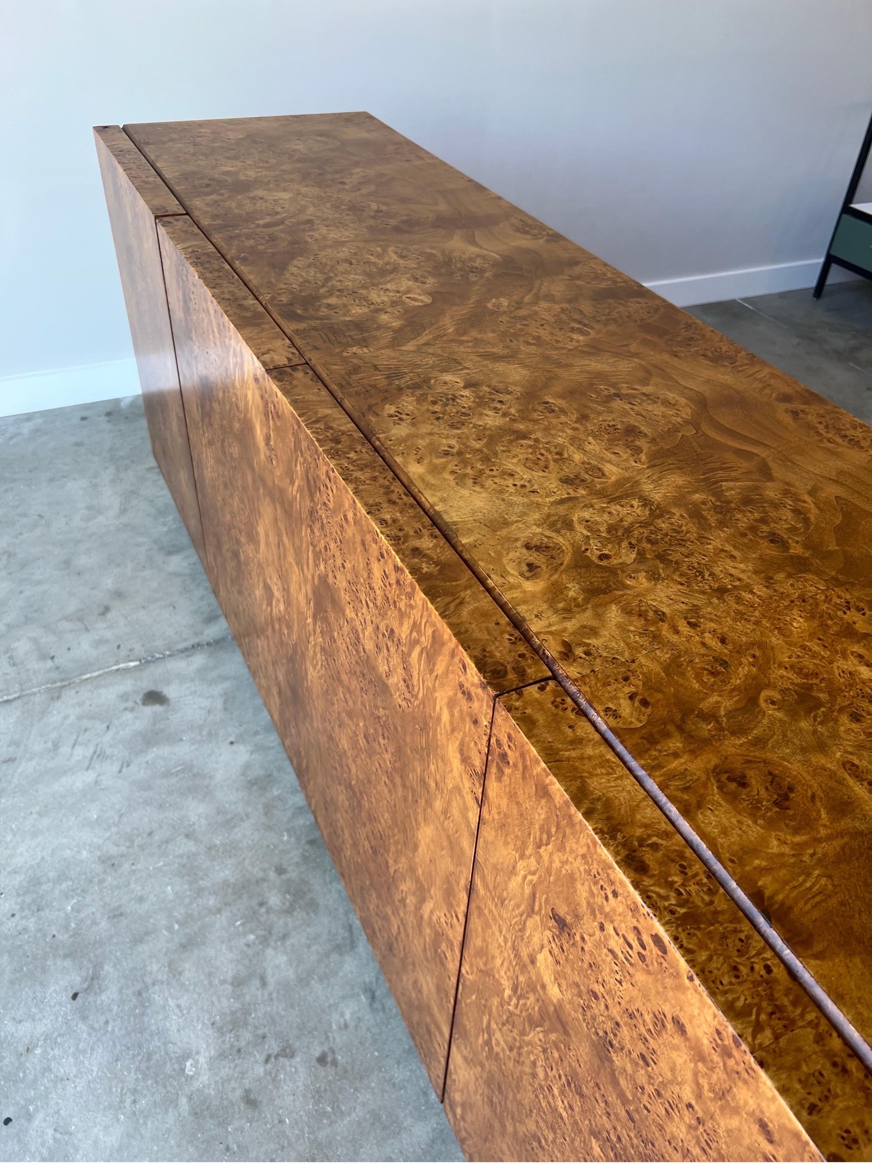 Mid-Century Milo Baughman Style Burl Credenza by Dillingham 3