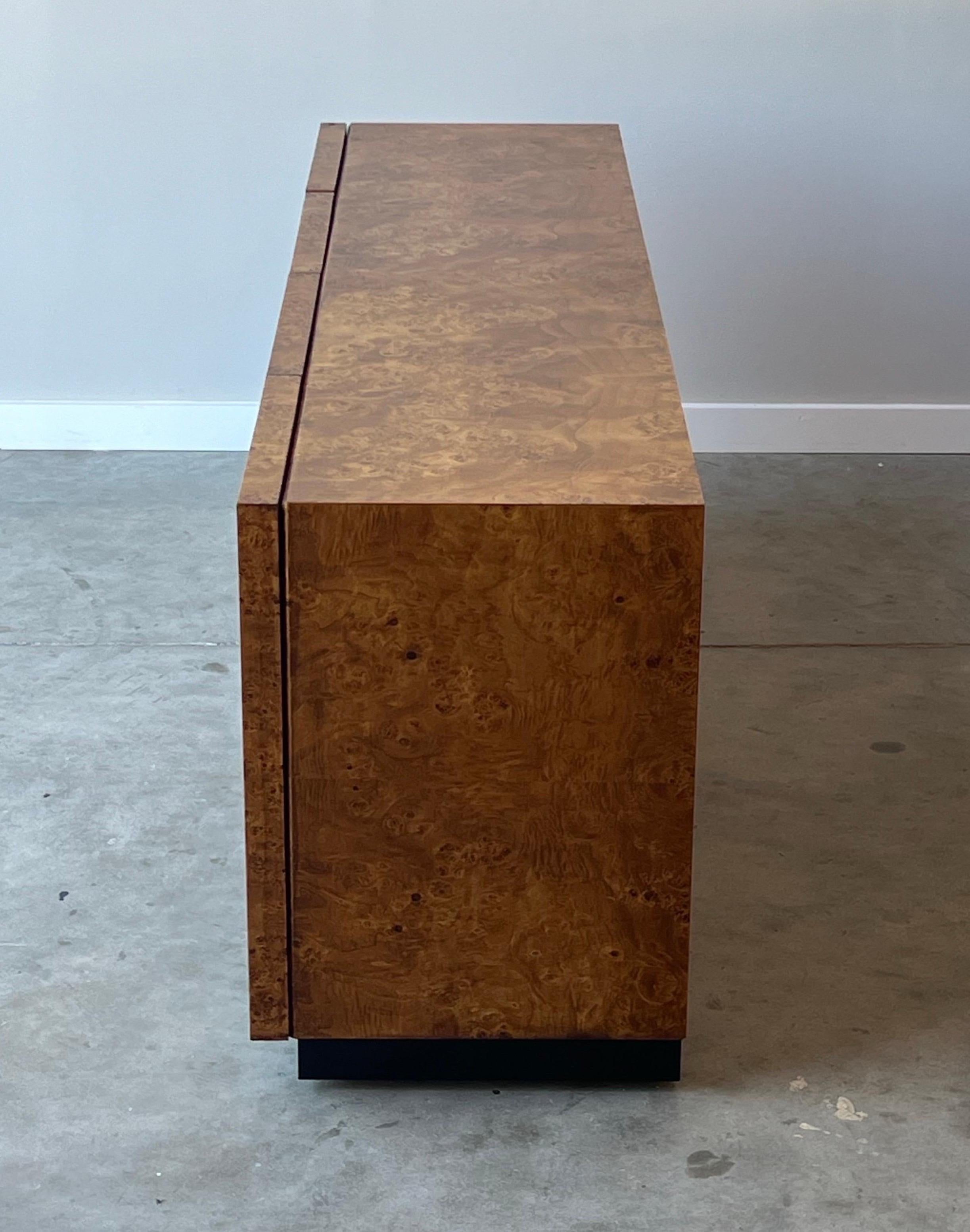 Mid-Century Milo Baughman Style Burl Credenza by Dillingham 4