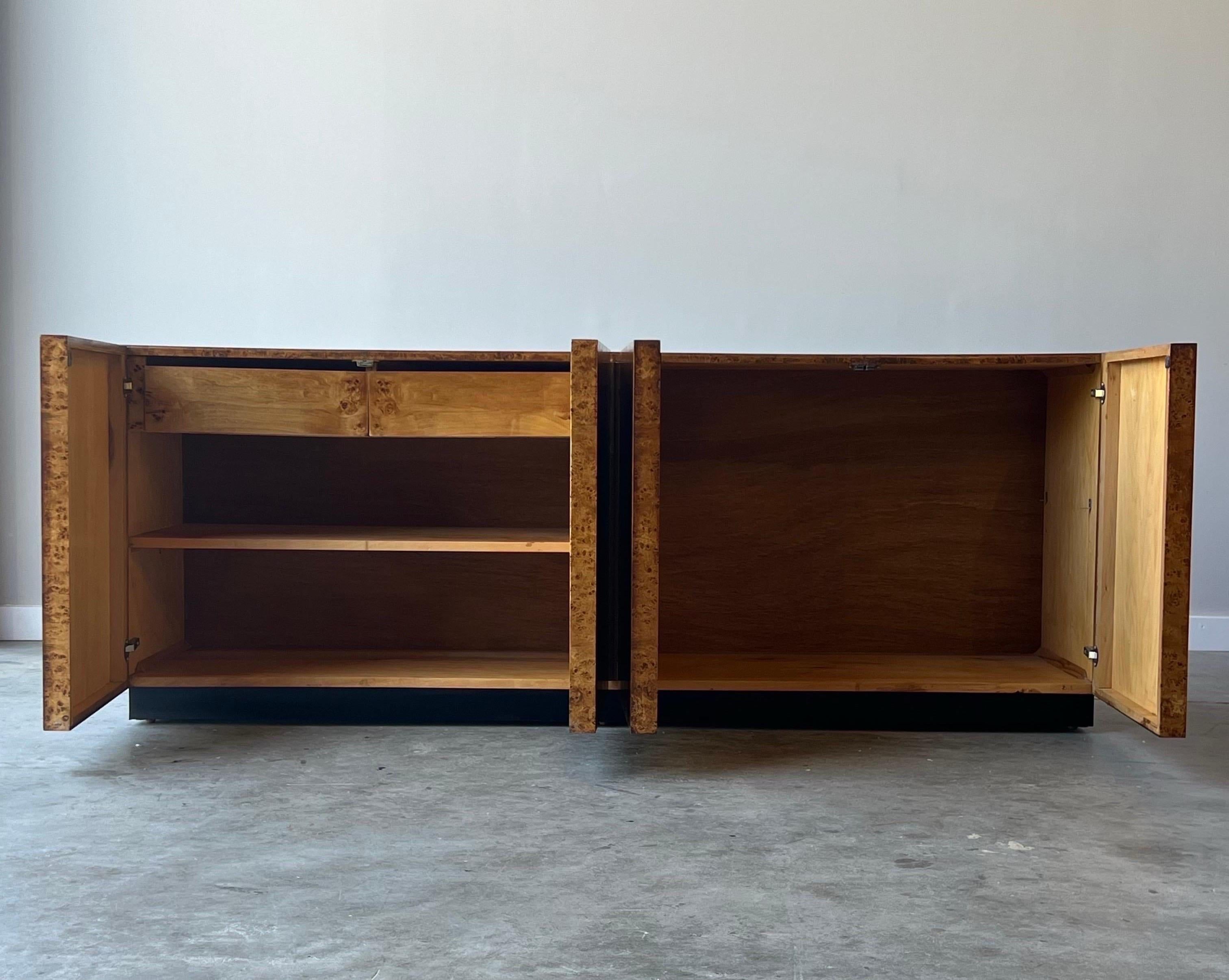 Late 20th Century Mid-Century Milo Baughman Style Burl Credenza by Dillingham