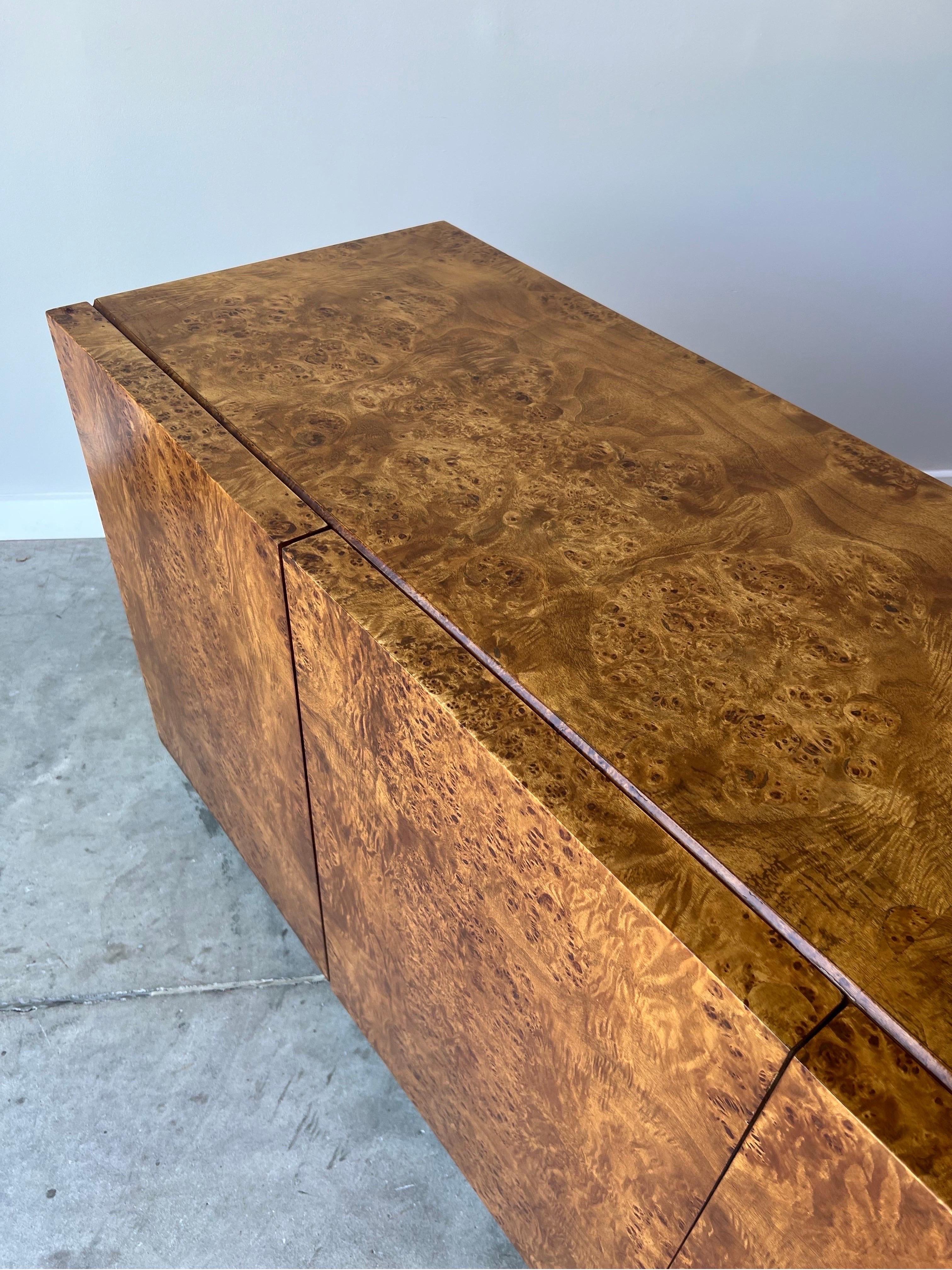 Mid-Century Milo Baughman Style Burl Credenza by Dillingham 2