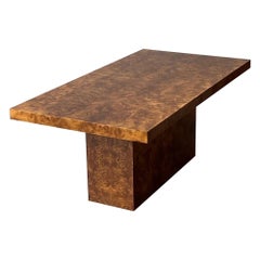 Mid-Century Milo Baughman Style Burl Dining Table