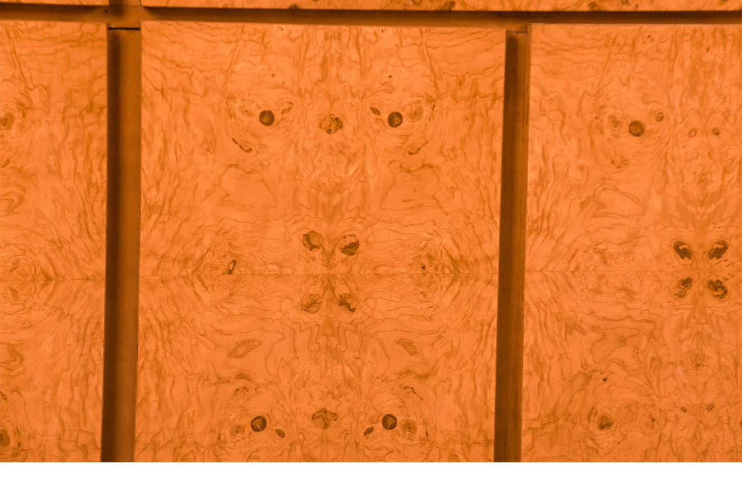 Mid-Century Modern Mid-Century Milo Baughman Style Burl Wood Sideboard Credenza Bar Cabinet For Sale