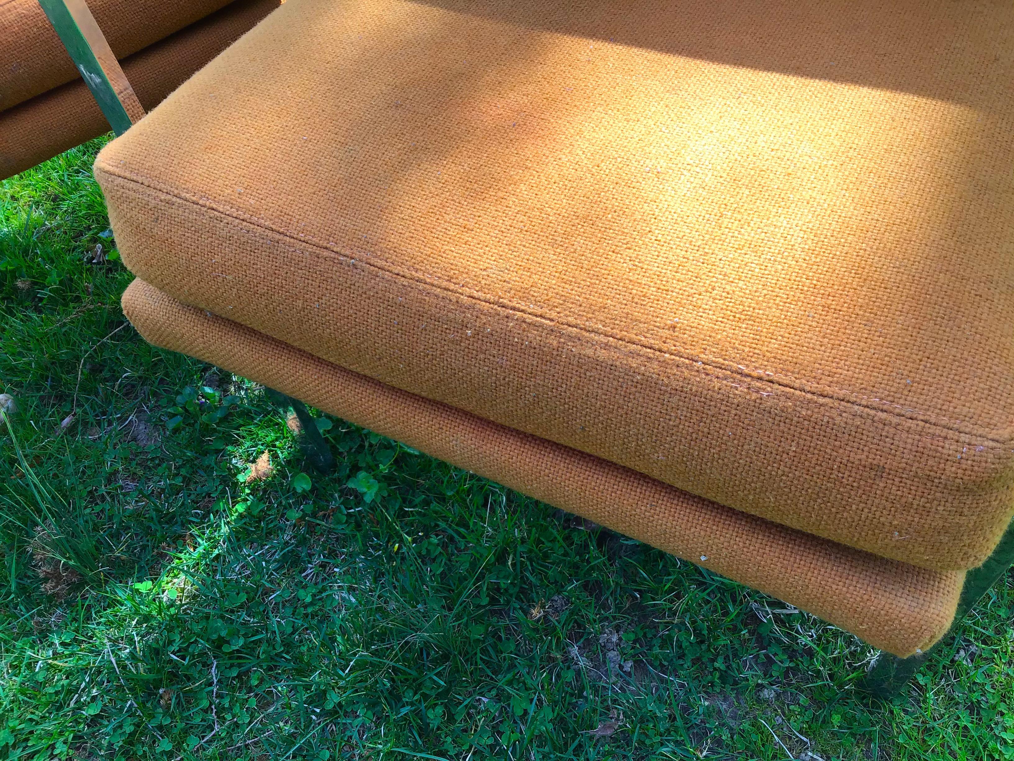 Wool Milo Baughman Style Chrome Armchairs Upholstered Mid Century 