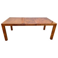 Mid-Century Milo Baughman Style for John Stuart Burl Wood Extension Dining Table