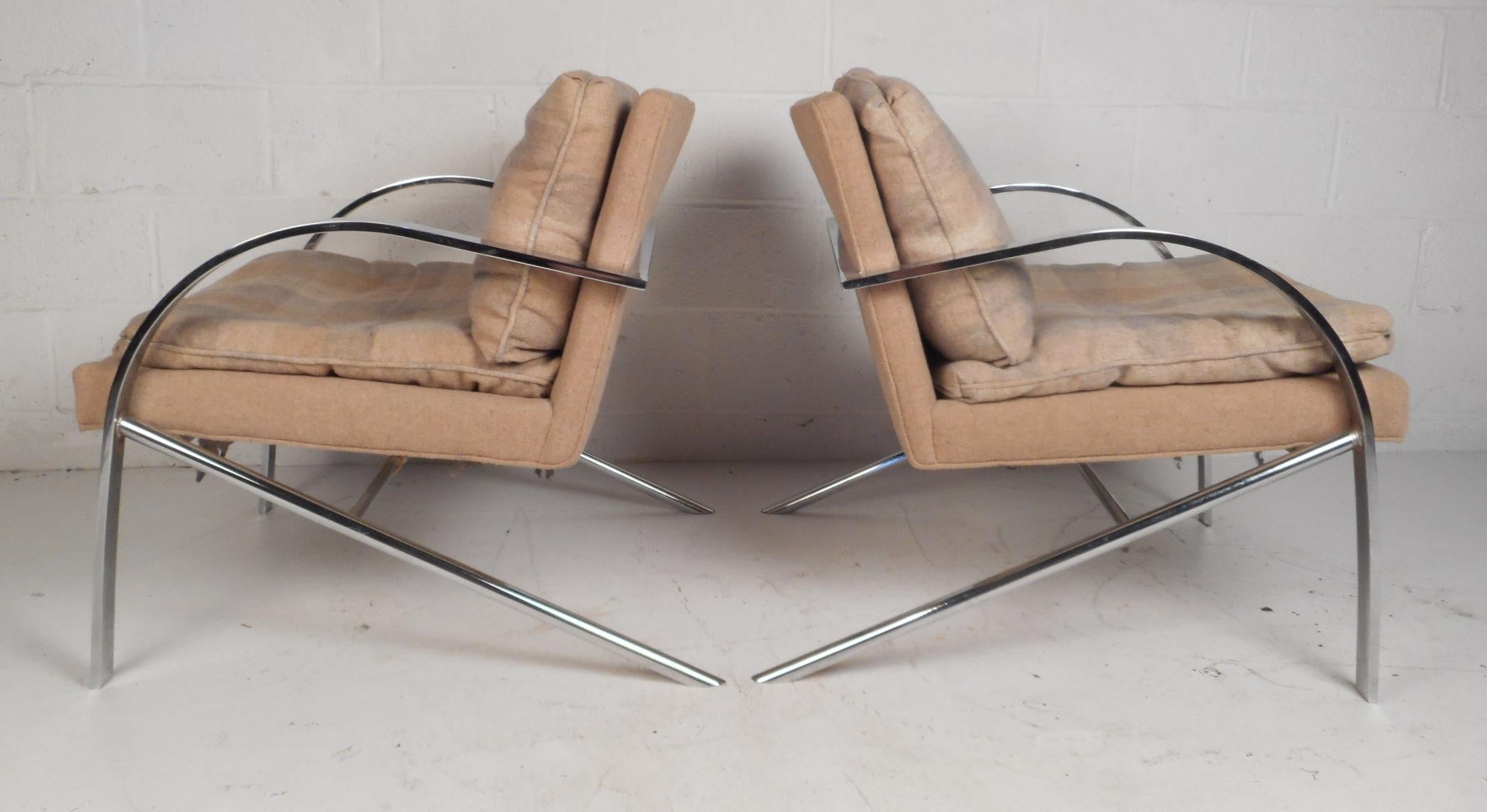 Mid-Century Milo Baughman Style Lounge Chairs In Good Condition In Brooklyn, NY