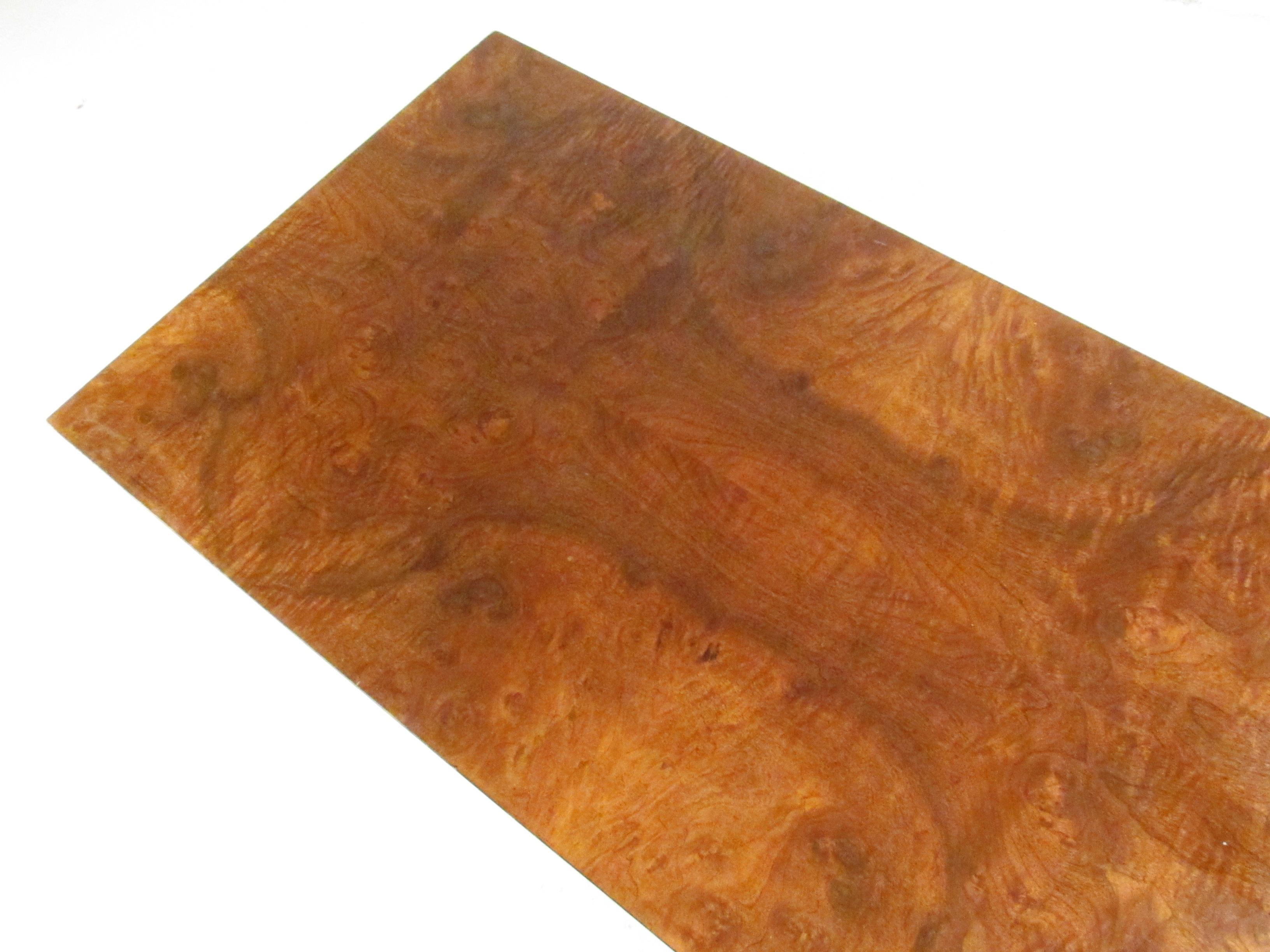 Midcentury Milo Baughman Style Low Burl Wood Coffee Table For Sale 9
