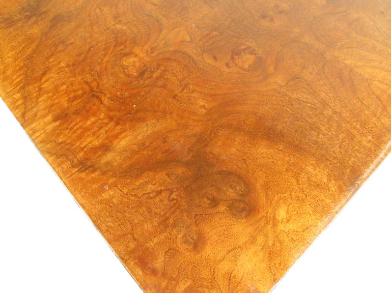 Mid-Century Modern Midcentury Milo Baughman Style Low Burl Wood Coffee Table For Sale
