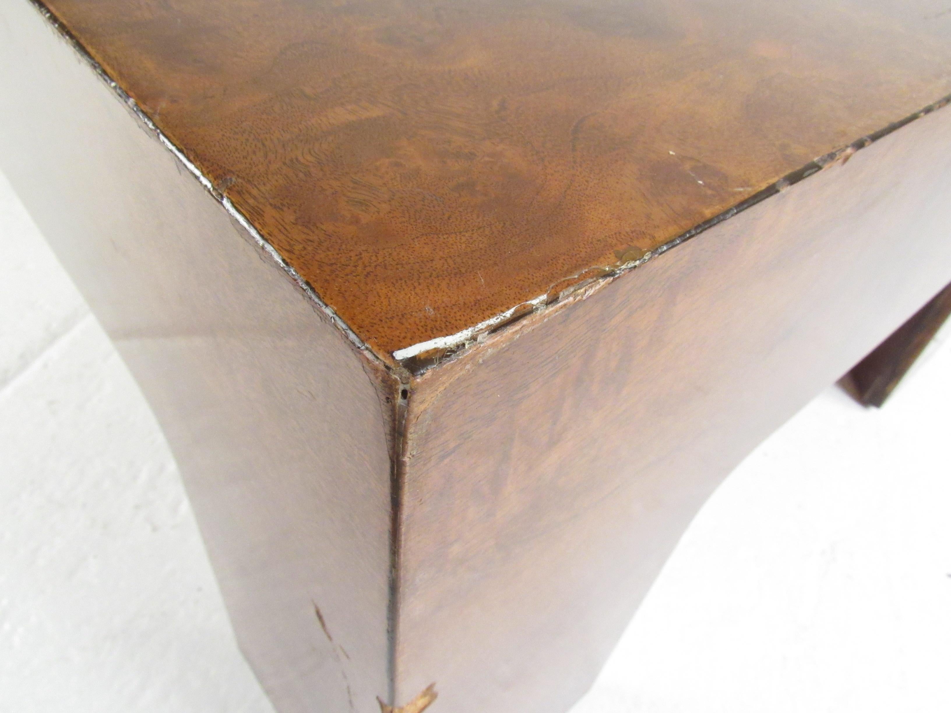 Mid-Century Modern Midcentury Milo Baughman Style Low Burl Wood Coffee Table For Sale