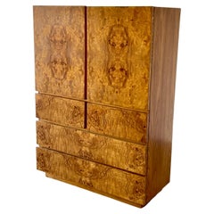 Armoire haute en bois de broussin de style Milo Baughman pour Lane, milieu du siècle dernier