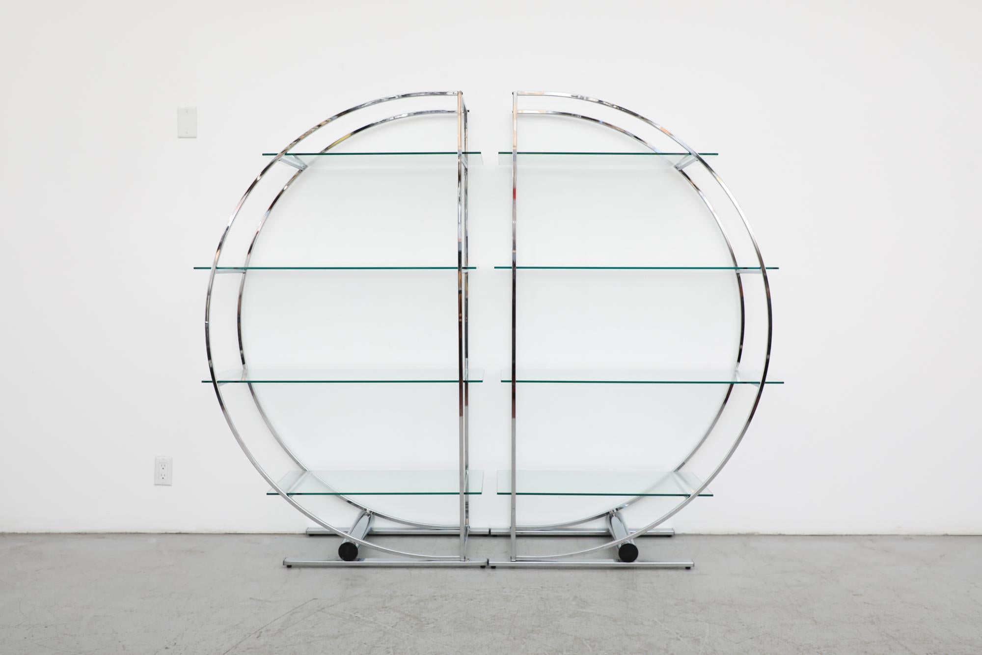 Mid-Century Modern Mid-Century Milo Baughman Style Round Glass & Chrome Etagere