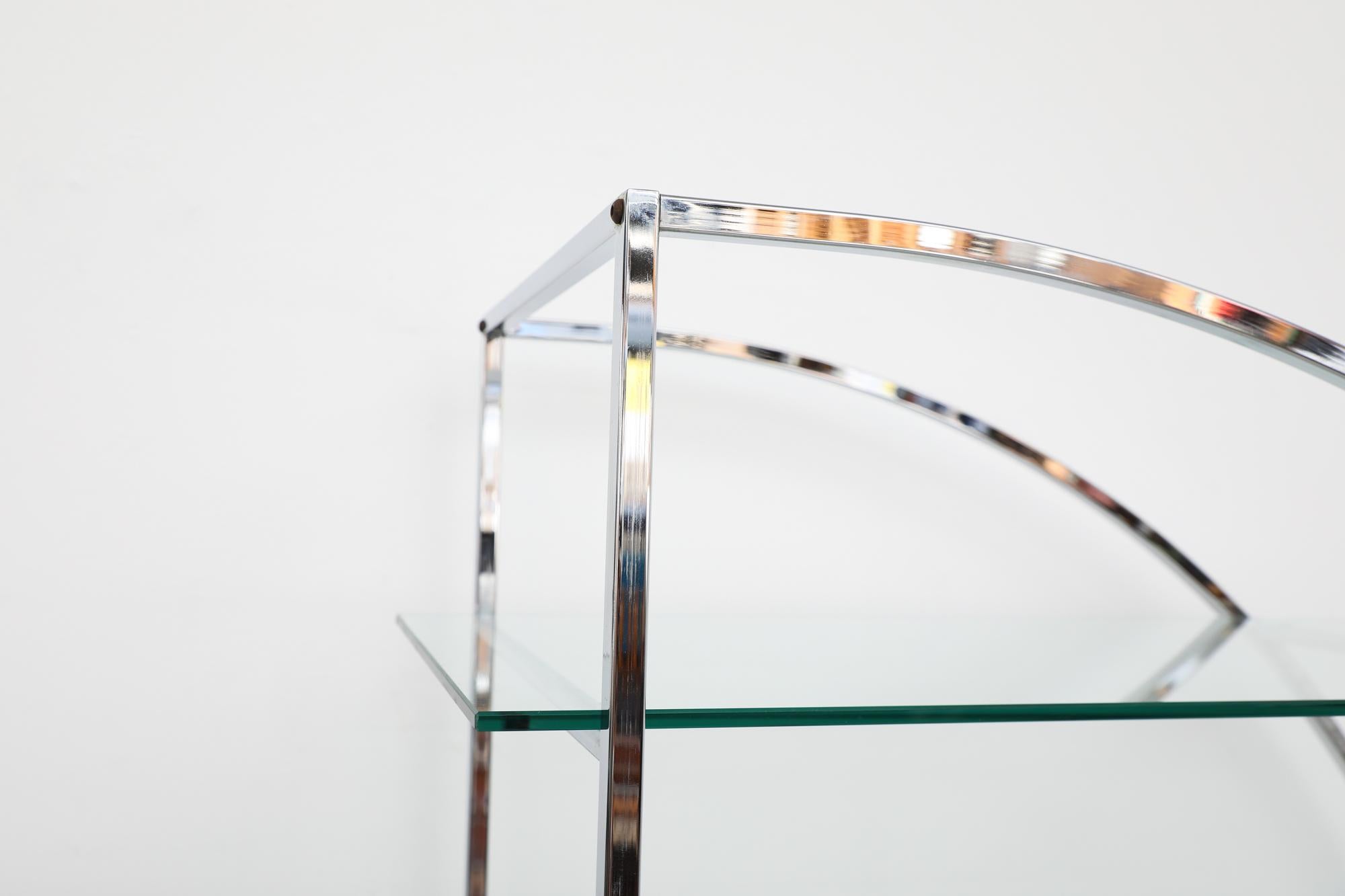 Mid-Century Milo Baughman Style Round Glass & Chrome Etagere For Sale 2