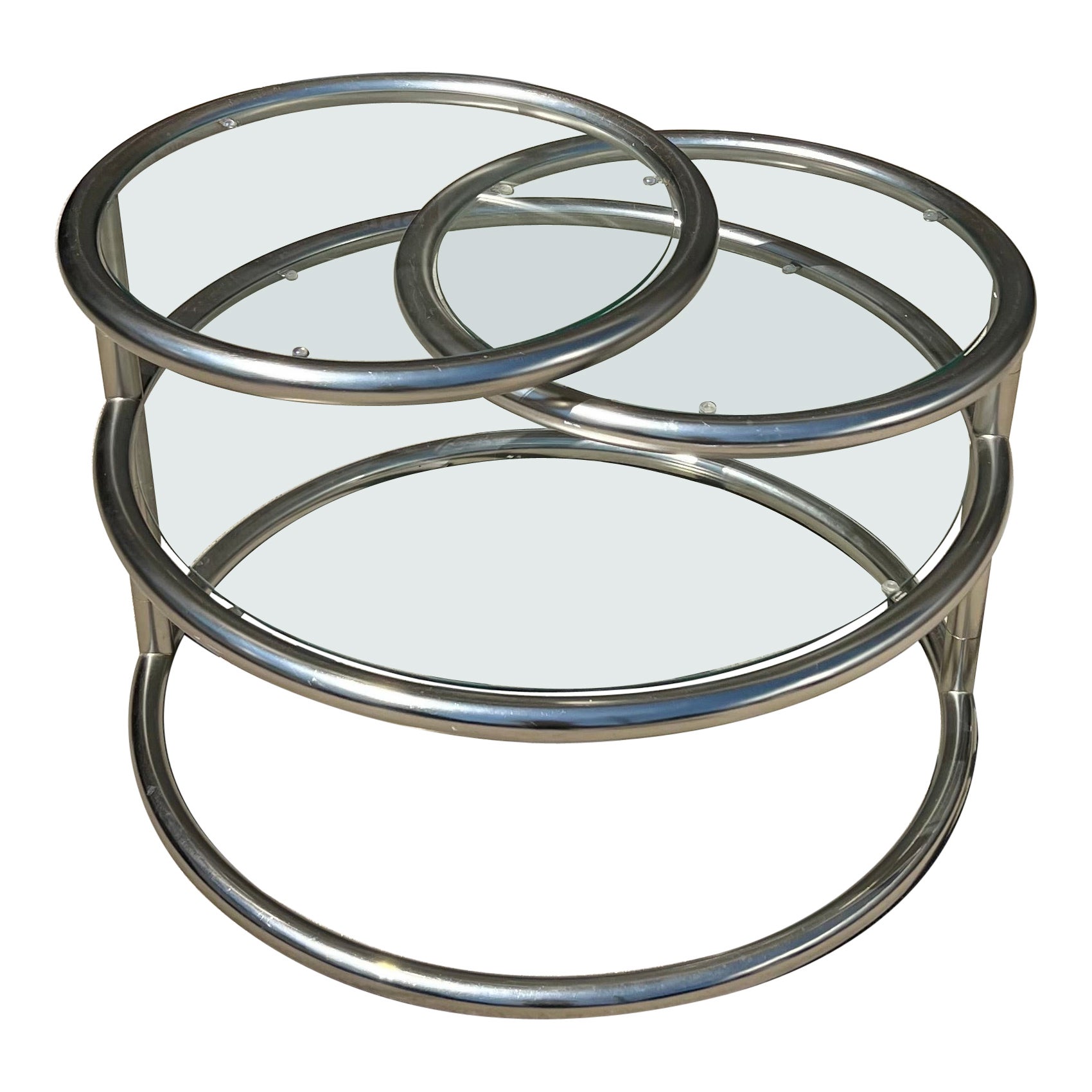 Table basse pivotante tubulaire en chrome, style Milo Baughman, milieu de siècle