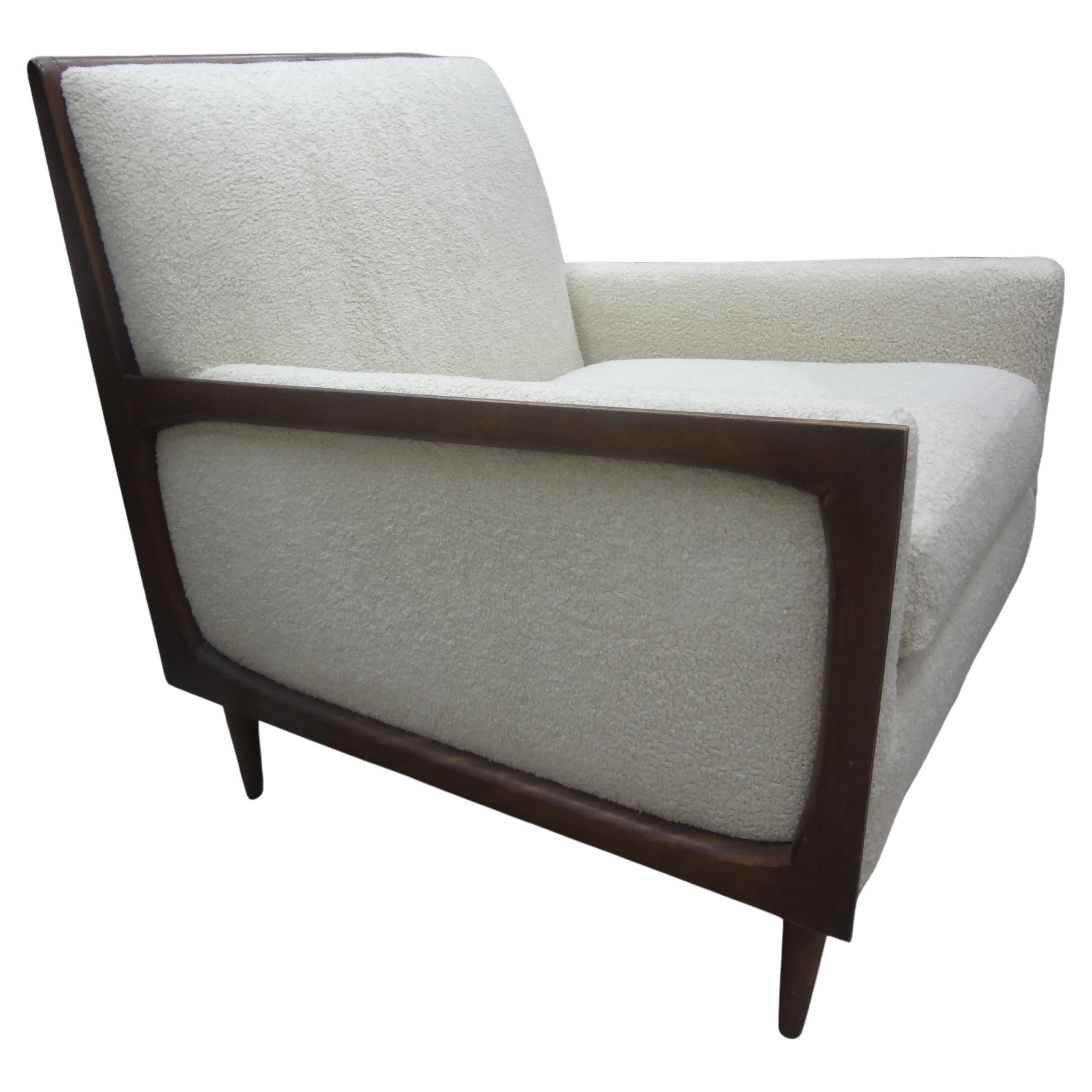 Mid Century Milo Baughman Style Walnut Club Chair Or Lounge Chair