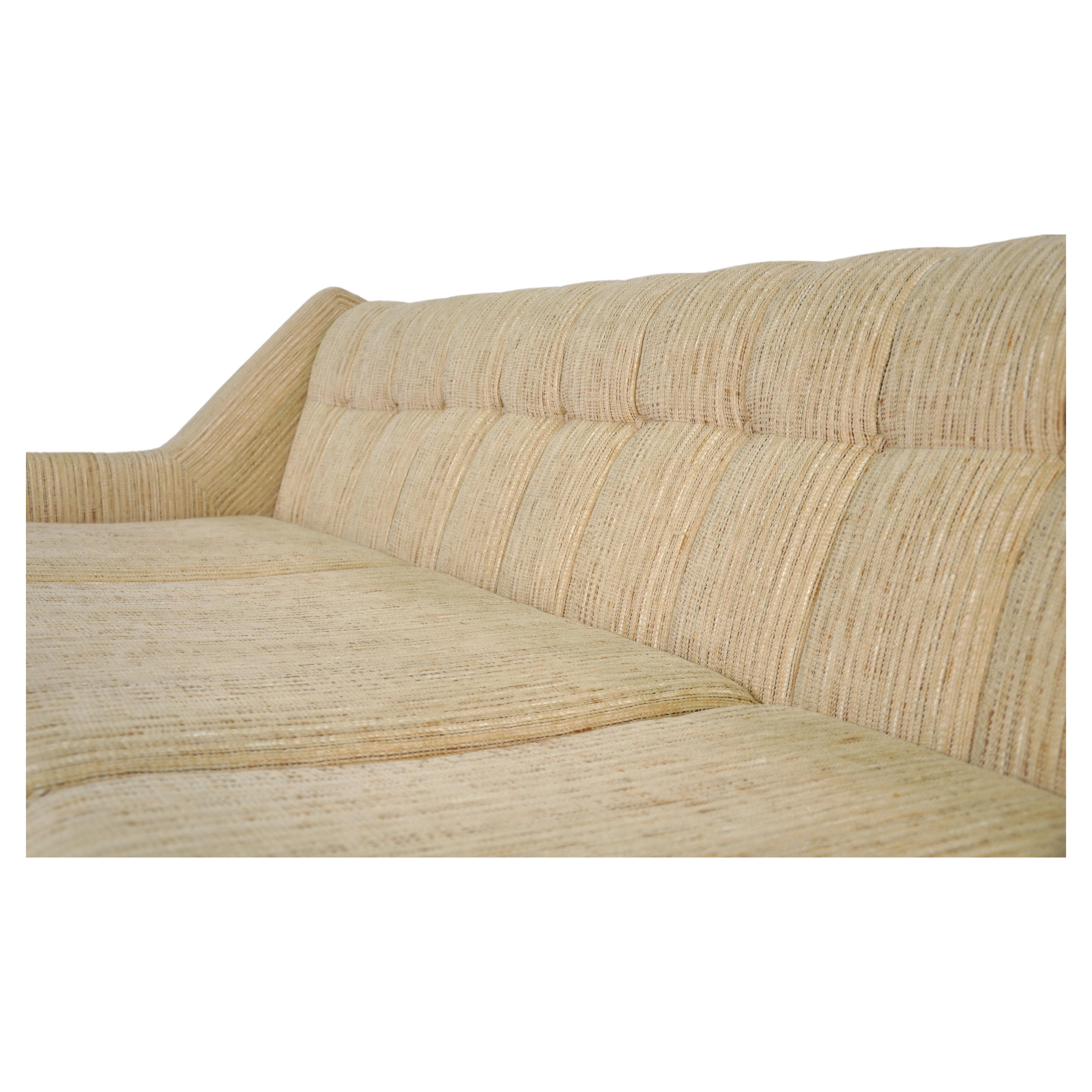 Mid-Century Danish Modern Walnut Beige Sofa For Sale 4