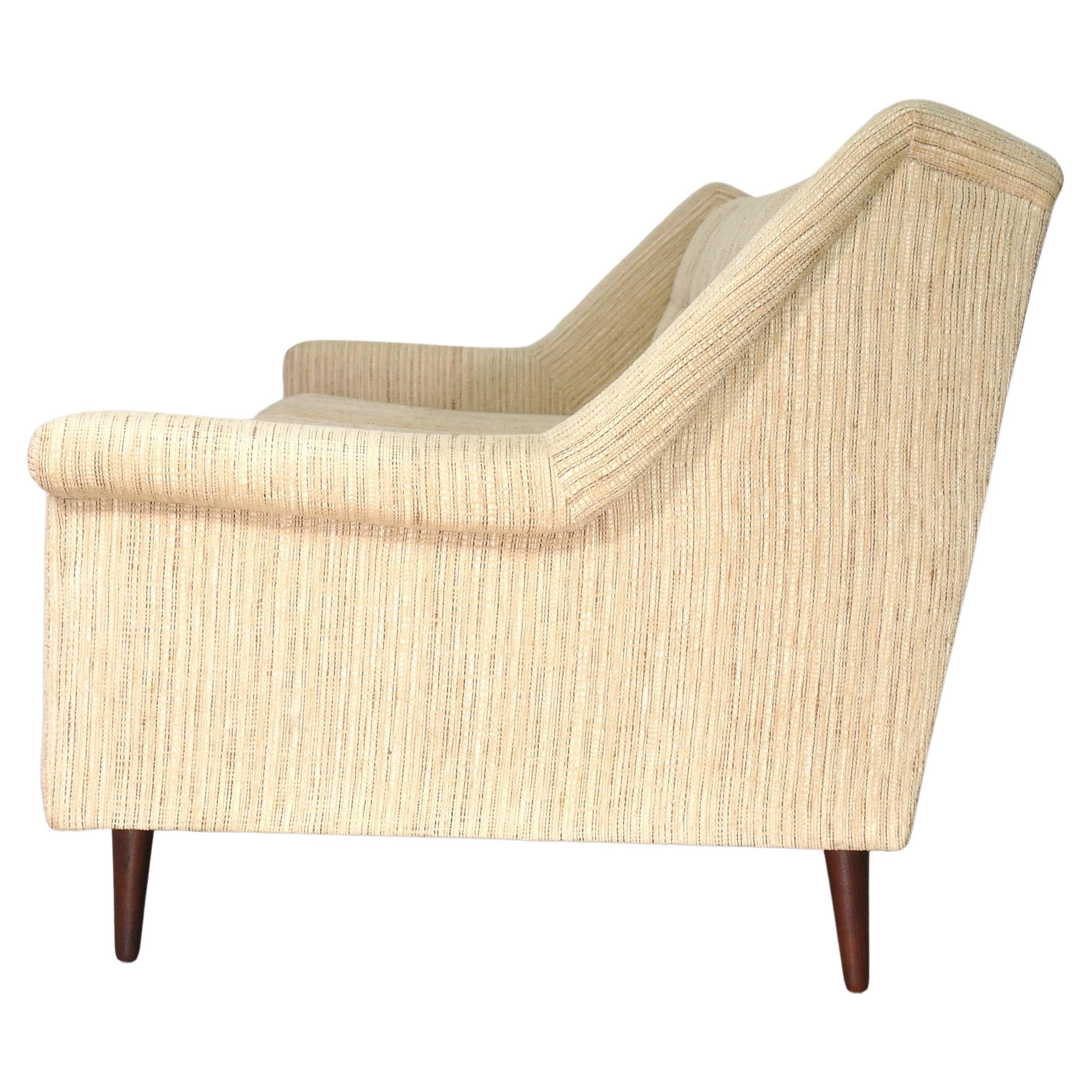 American Mid-Century Danish Modern Walnut Beige Sofa