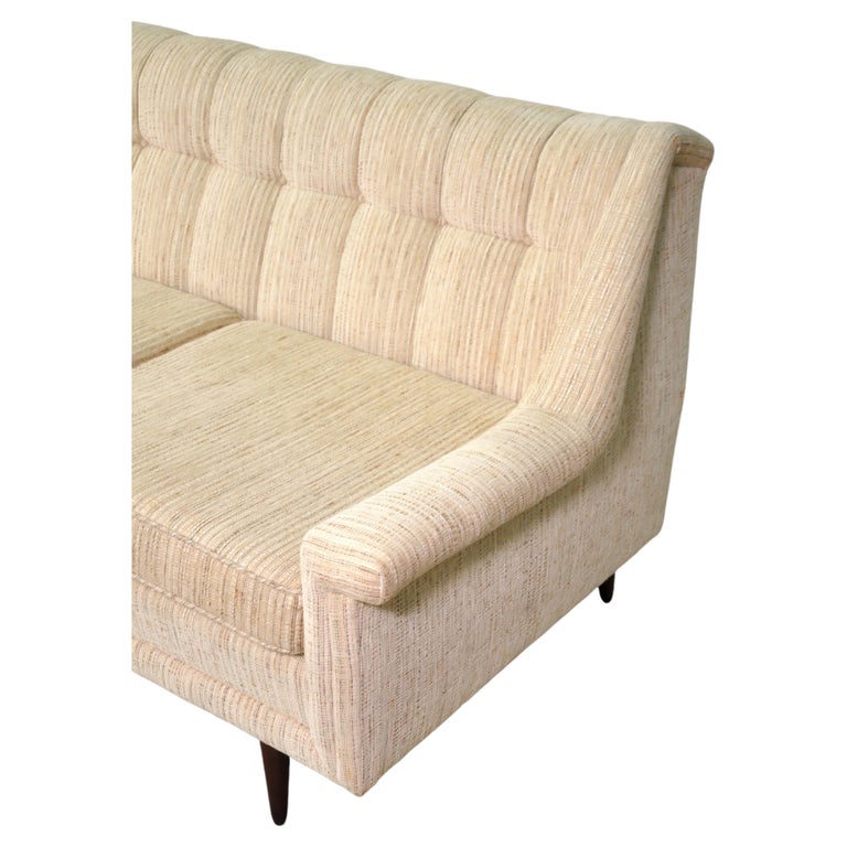 MidCentury Danish Modern Walnut Beige Sofa For Sale at 1stDibs