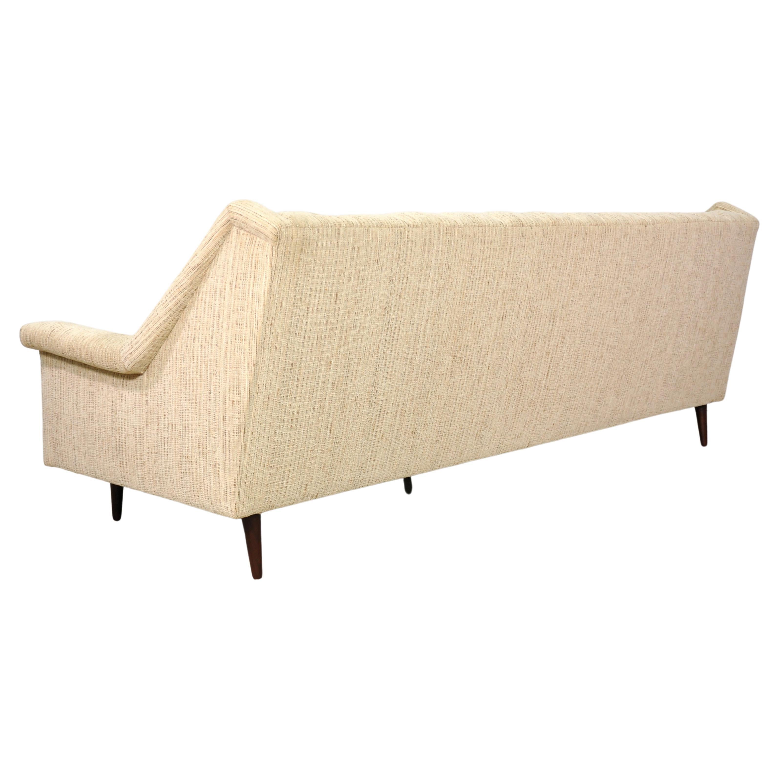 Mid-Century Danish Modern Walnut Beige Sofa 1