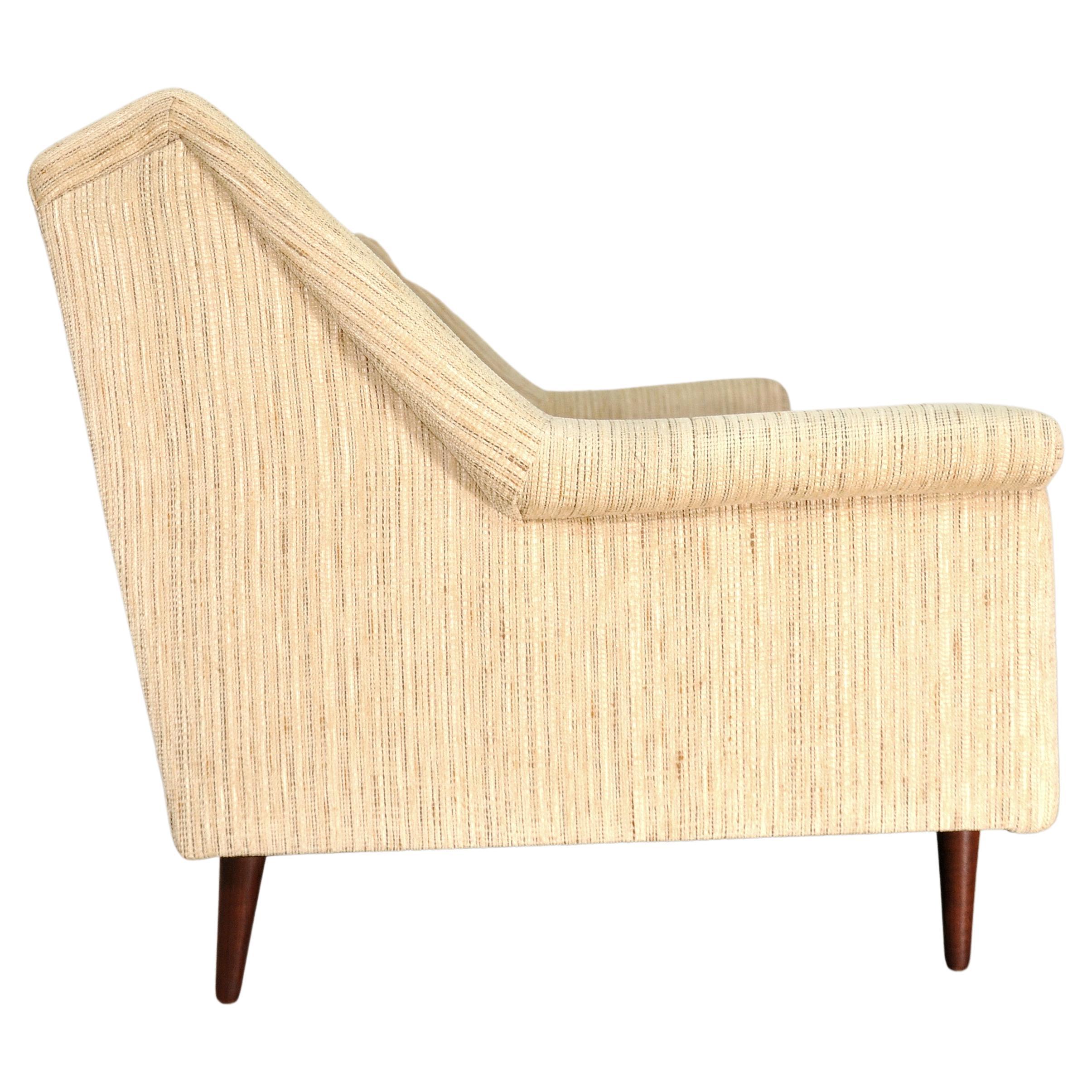 Mid-Century Danish Modern Walnut Beige Sofa For Sale 2