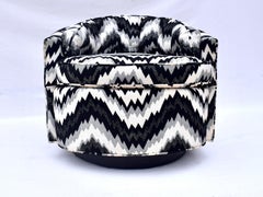 Mid-Century Milo Baughman Swivel Chair With Jack Lenor Larsen Fabric