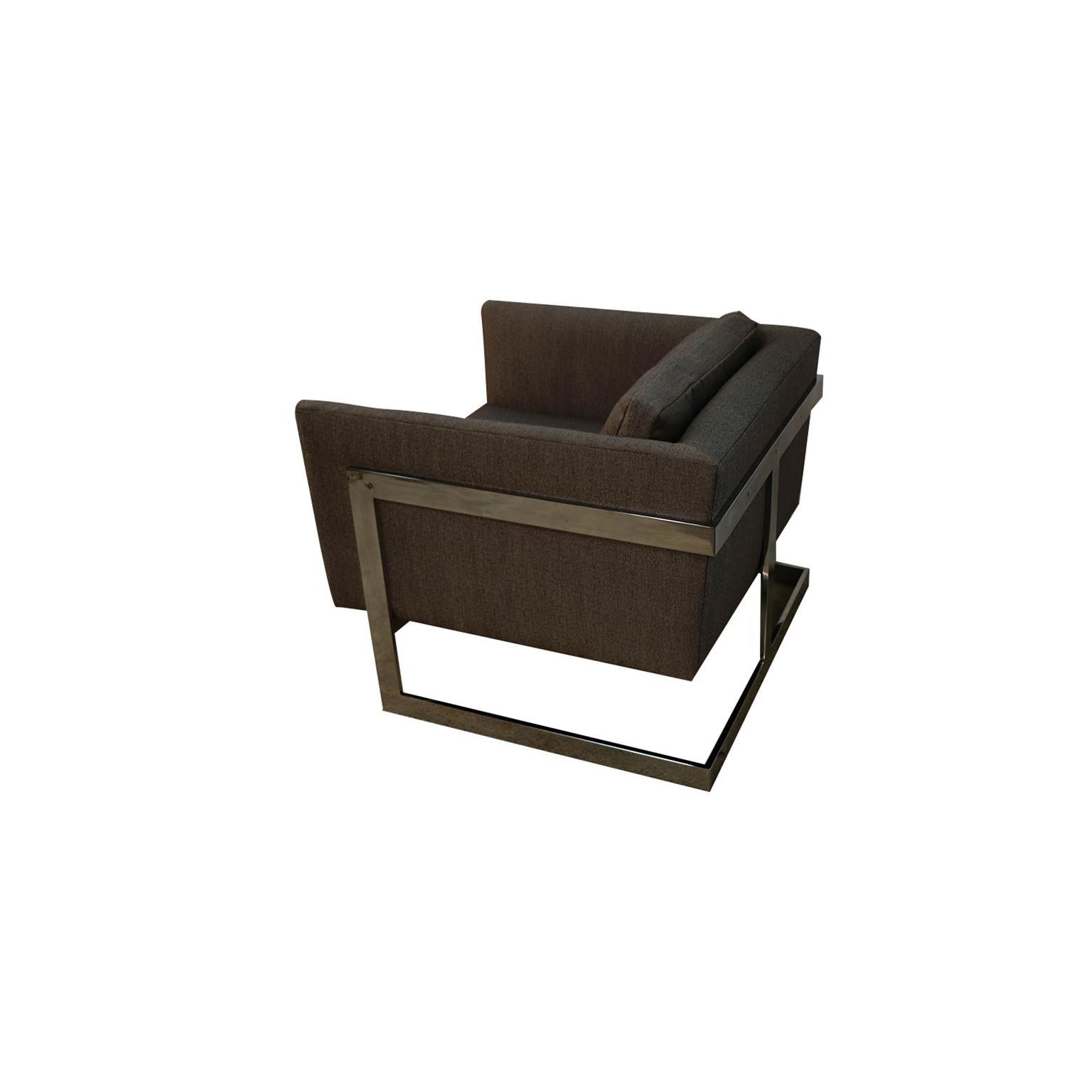 Midcentury Milo Baughman Thayer Coggin Chrome T Back Lounge Chair For Sale 3