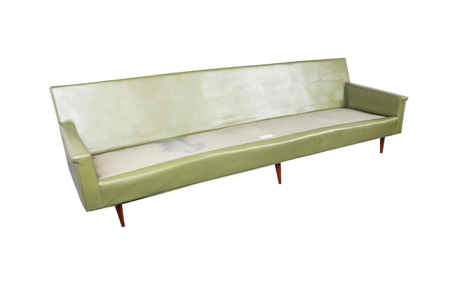 Naugahyde Mid Century Milo Baughman Thayer Coggin Style Long Sofa