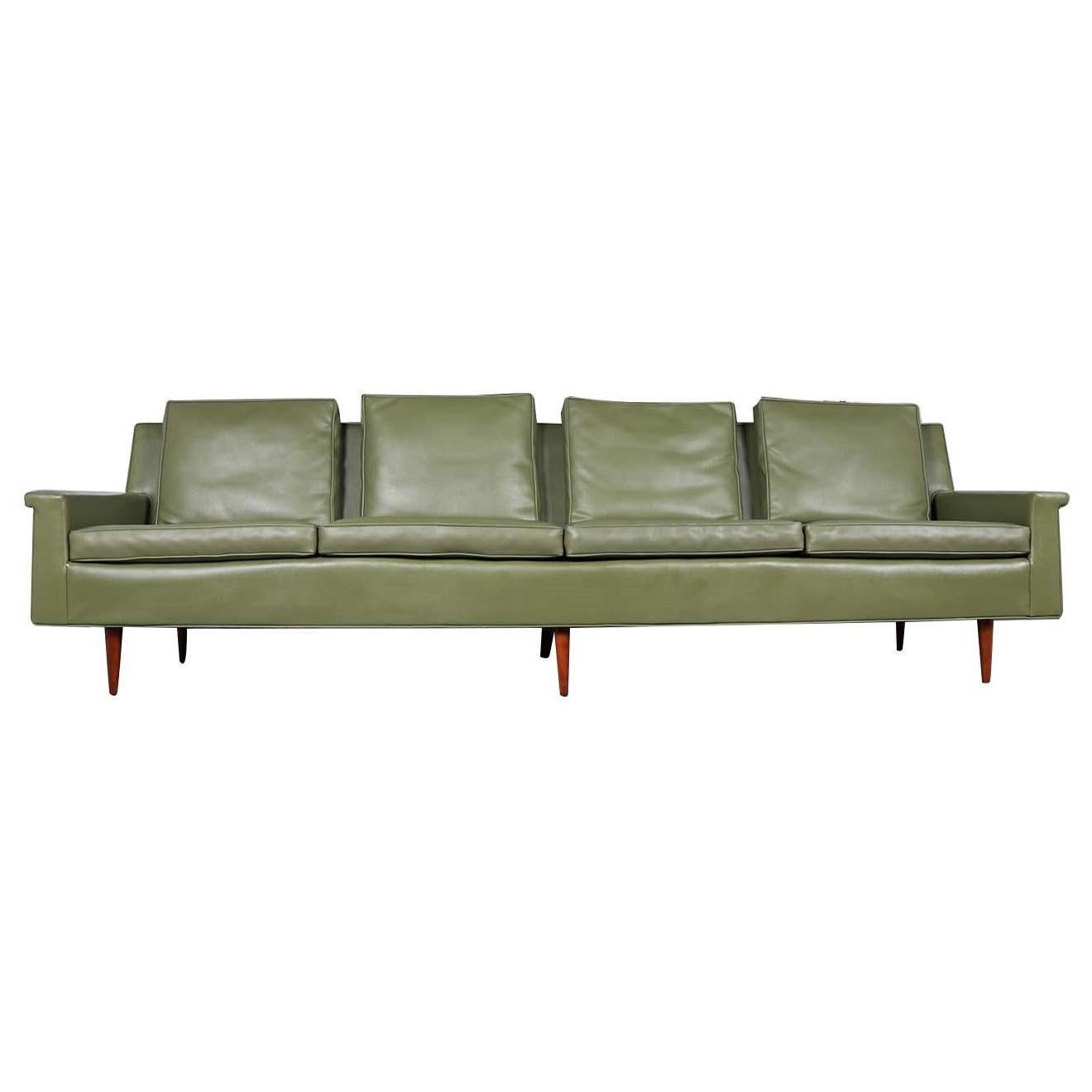 Mid Century Milo Baughman Thayer Coggin Style Long Sofa