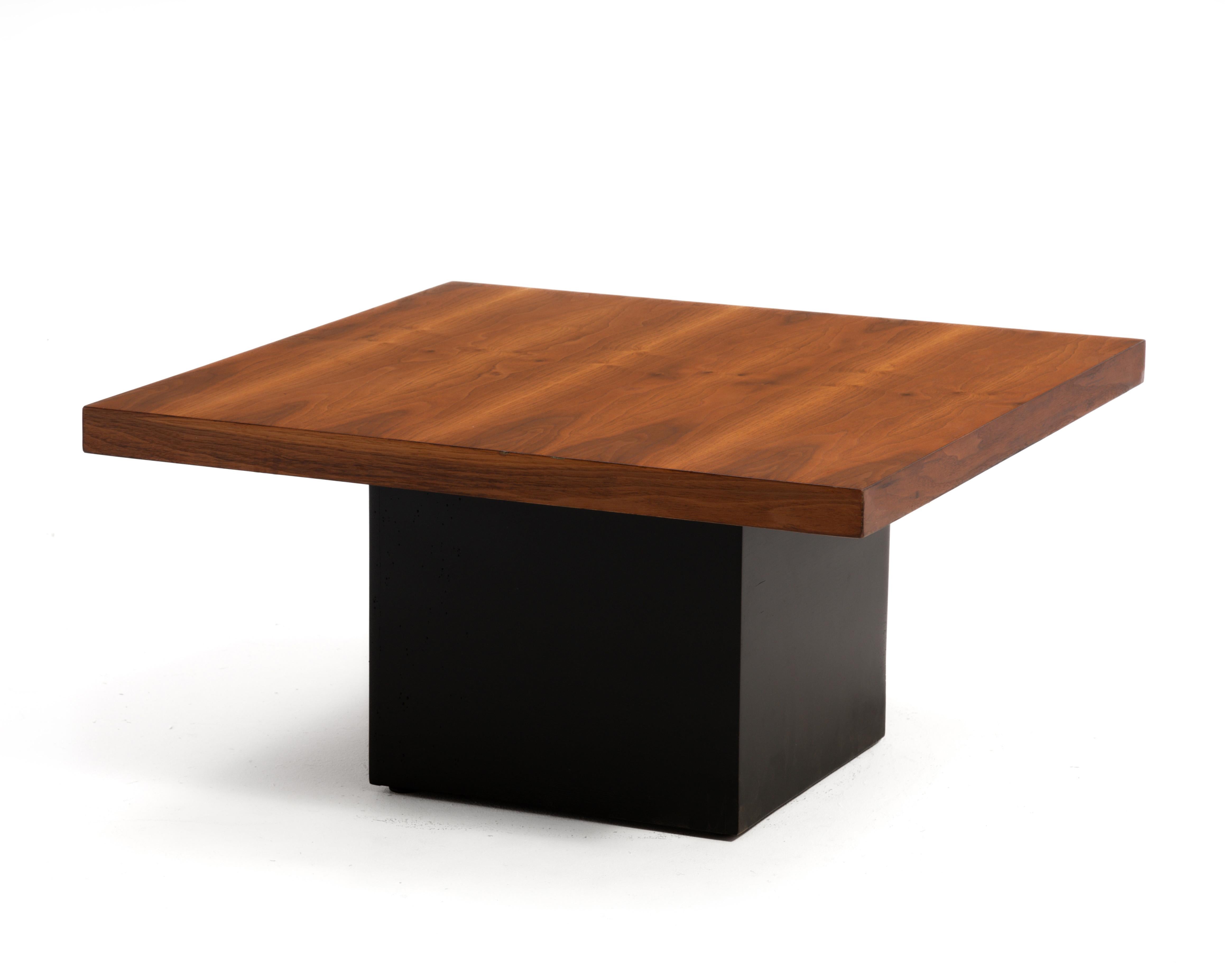 This Milo Baughman for Thayer Coggin coffee table is in very good condition. Professionally restored, the color, depth and clarity of the walnut top exceeds the original factory finish. Although it is missing the Thayer Coggin mark other examples of