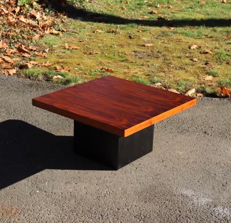 Mid Century Milo Baughman Thayer Coggin Walnut Top Square Cocktail