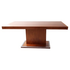 Mid-Century Milo Baughman Walnut Extension Pedestal Dining Table for Founders