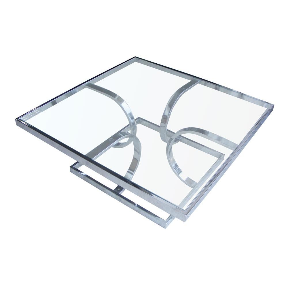 Mid-Century Modern Midcentury Milo Style Chrome Glass Coffee Table by Design Institute of America
