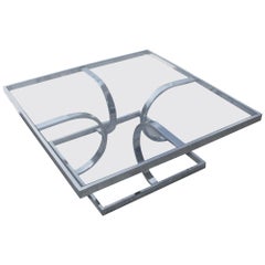 Midcentury Milo Style Chrome Glass Coffee Table by Design Institute of America