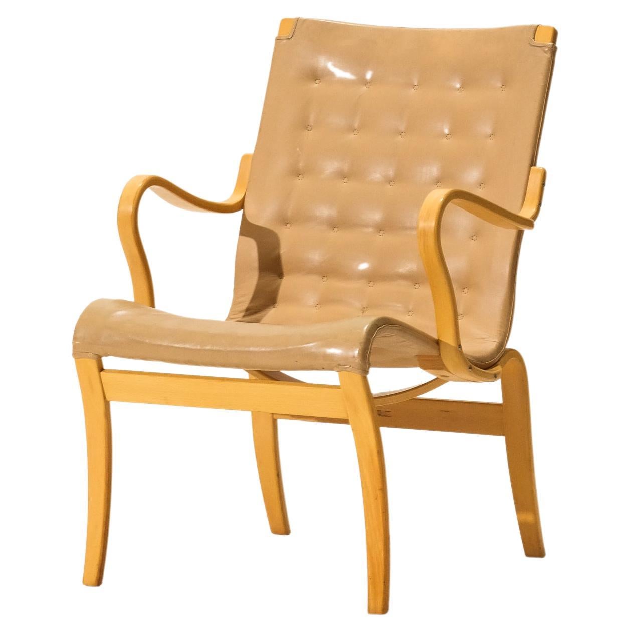 Mid-Century 'Mina' Lounge / Arm Chair by Bruno Mathsson, Sweden, 1950s For Sale