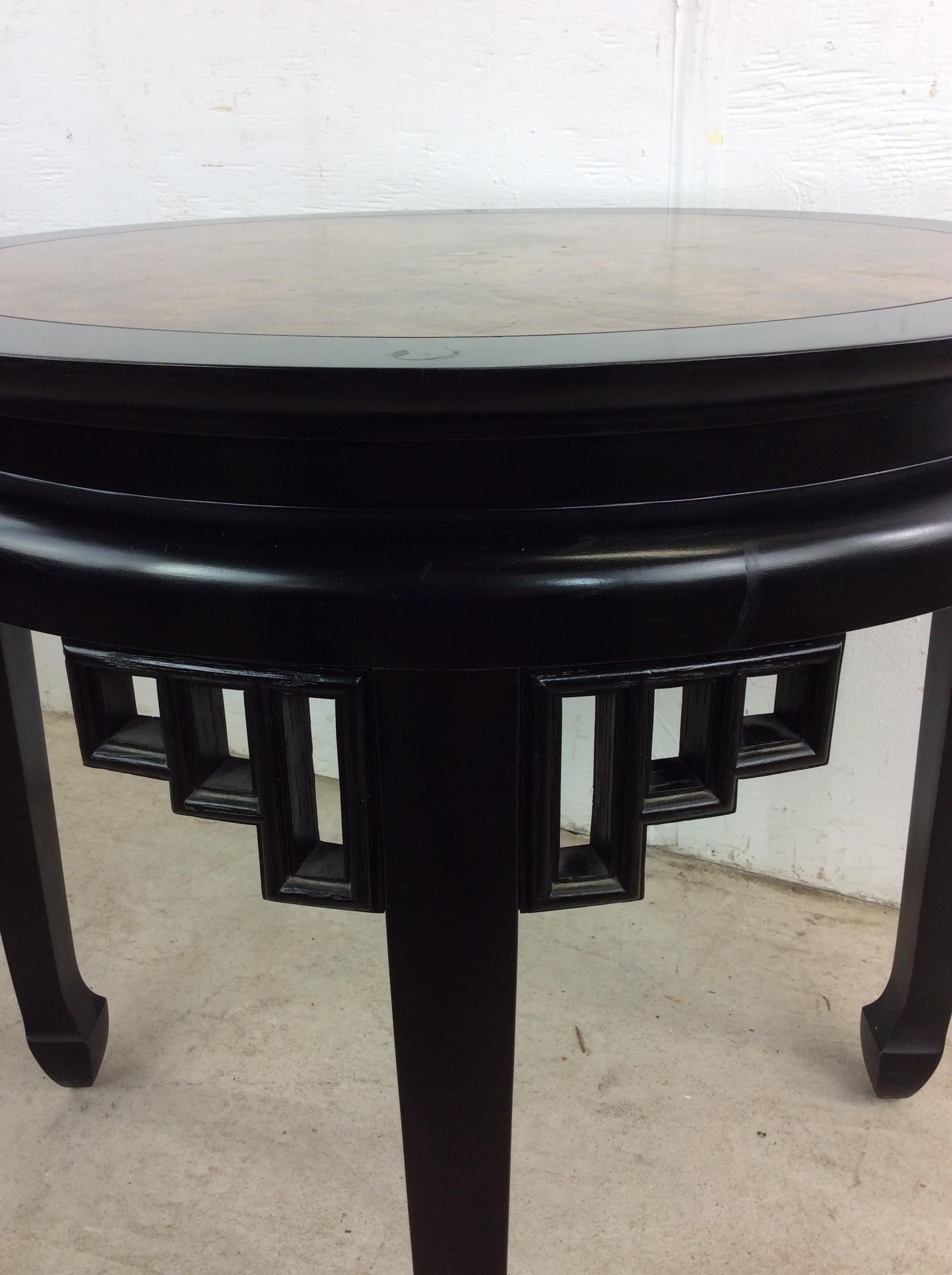 Mid Century Ming Style End Table with Burl Top For Sale 4