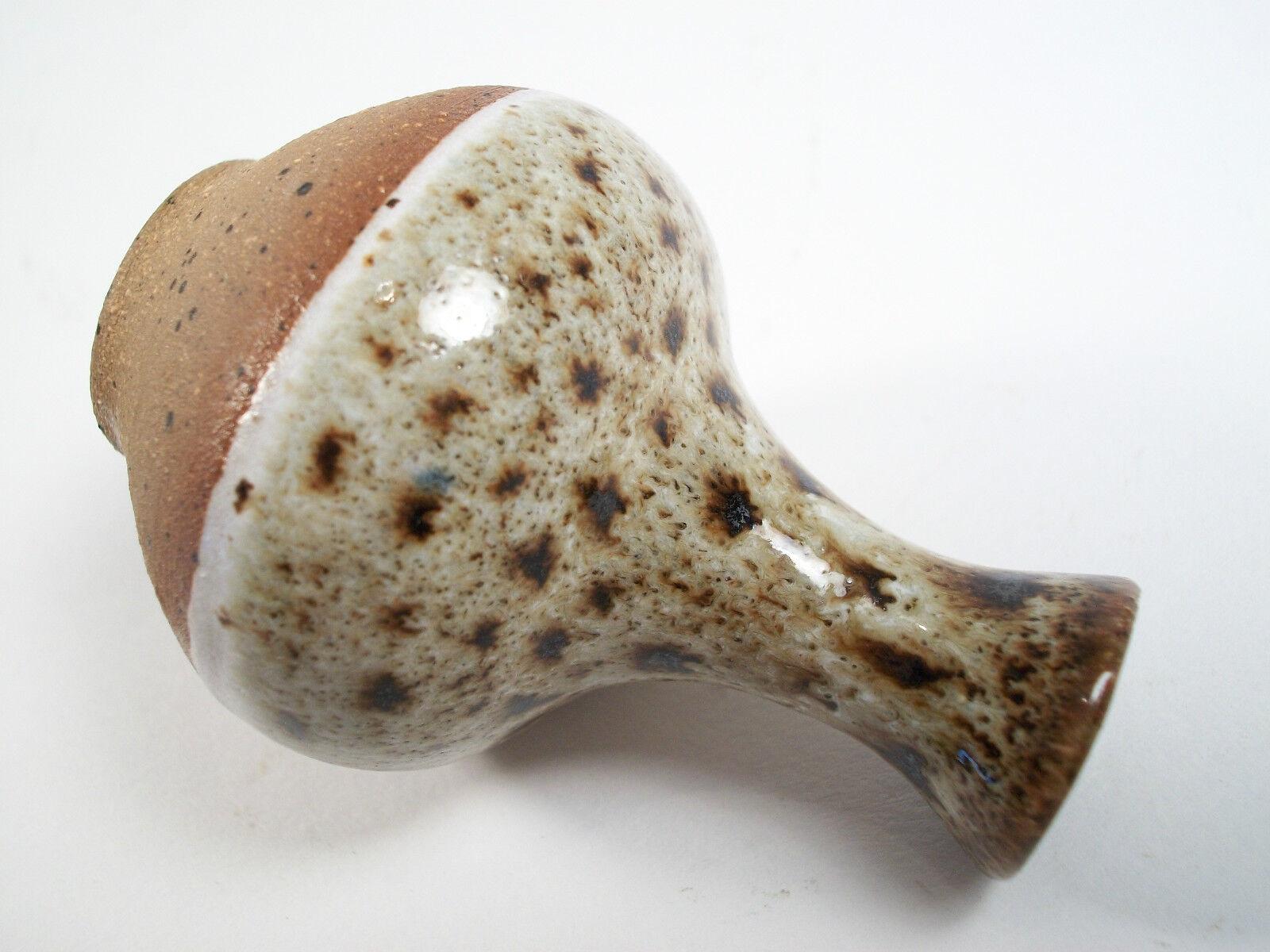 20th Century Mid Century Miniature Glazed Studio Pottery Bud Vase - Signed - Circa 1970's For Sale