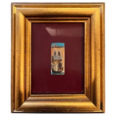 Mid Century Miniature Painting on Ivory Piano Key Venice Italy Lauro
