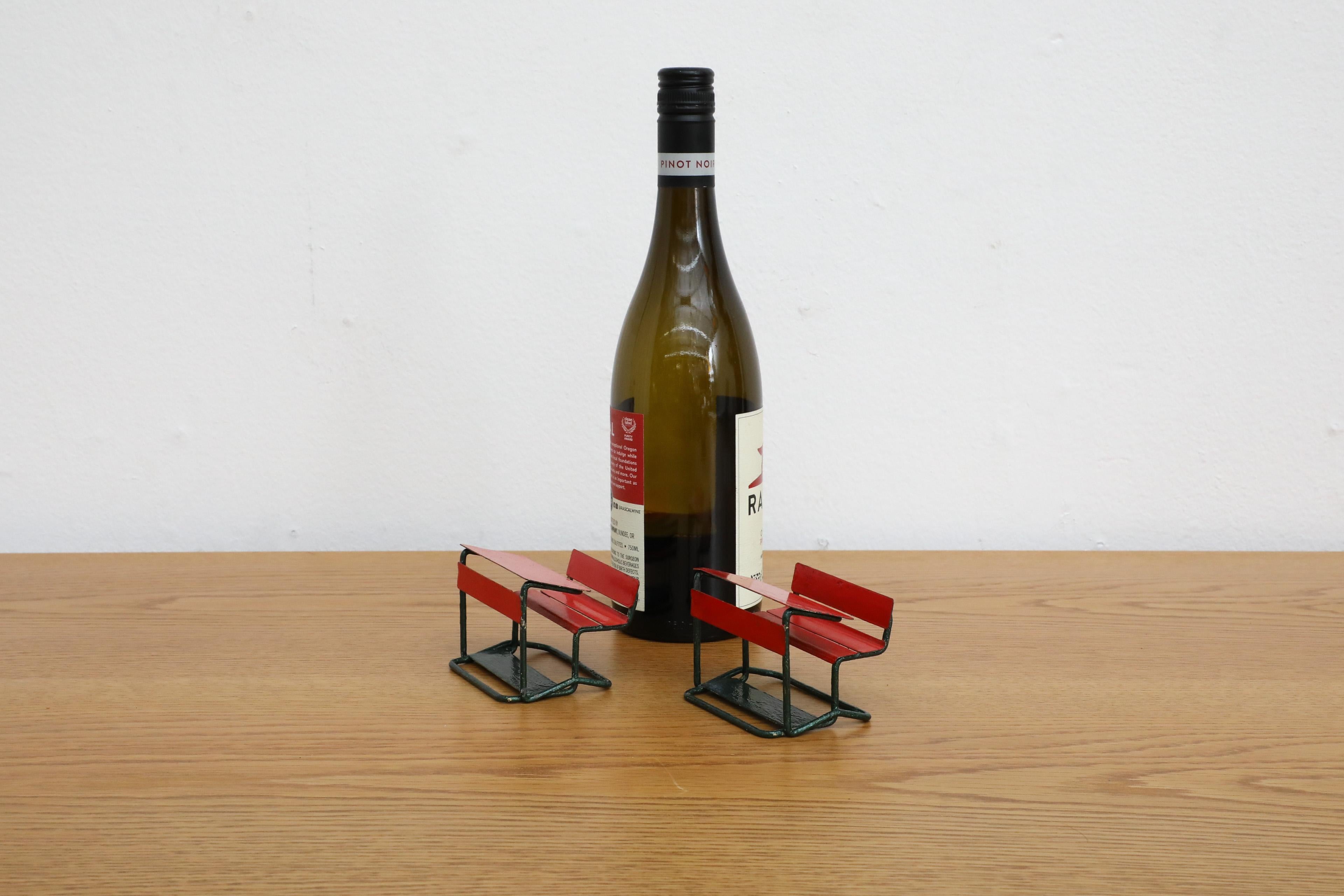 Mid-Century Miniature School Desks in Red and Black Painted Metal For Sale 2