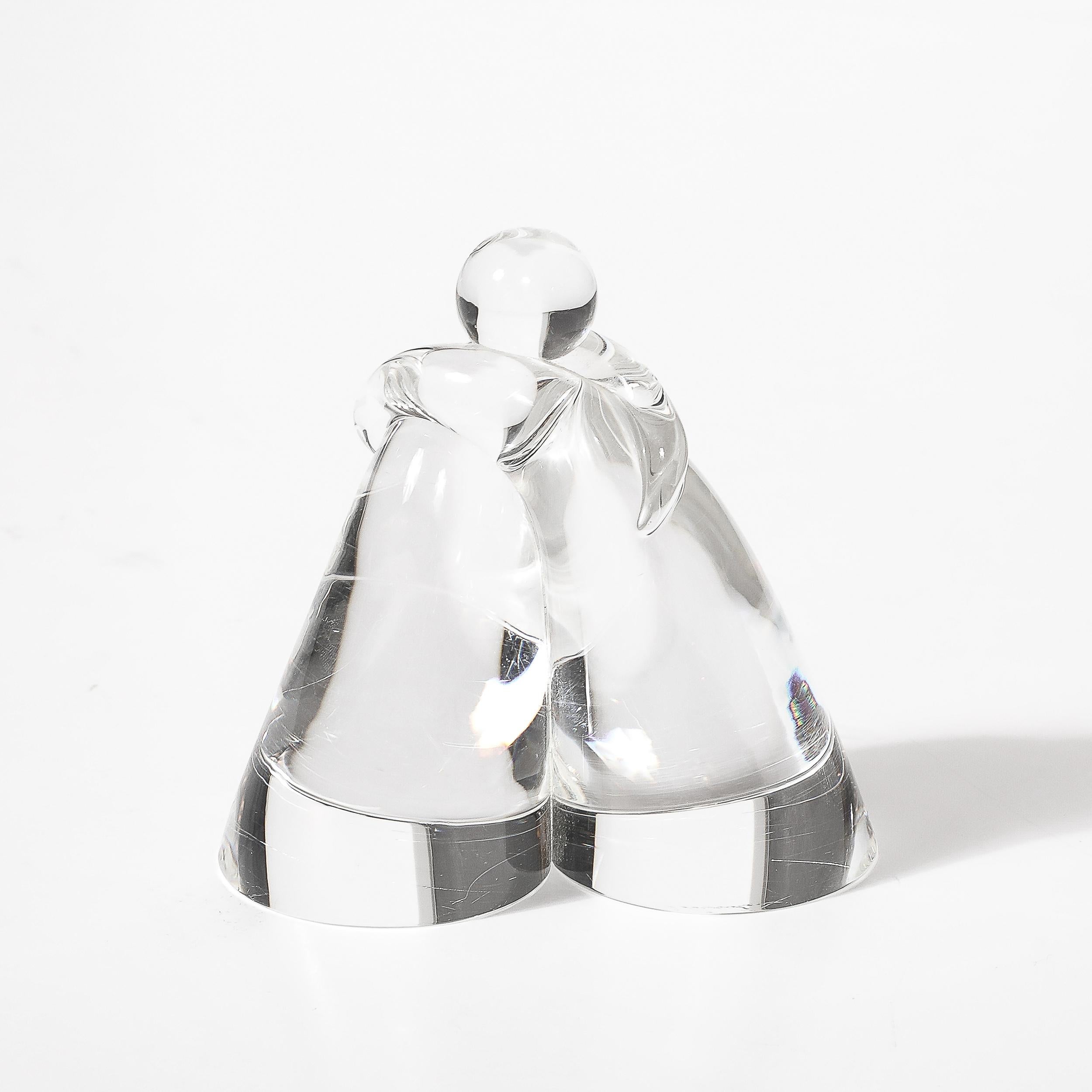 Minimale abstrakte figurative Kristallskulptur aus der Mitte des Jahrhunderts, signiert Steuben (Ende des 20. Jahrhunderts) im Angebot
