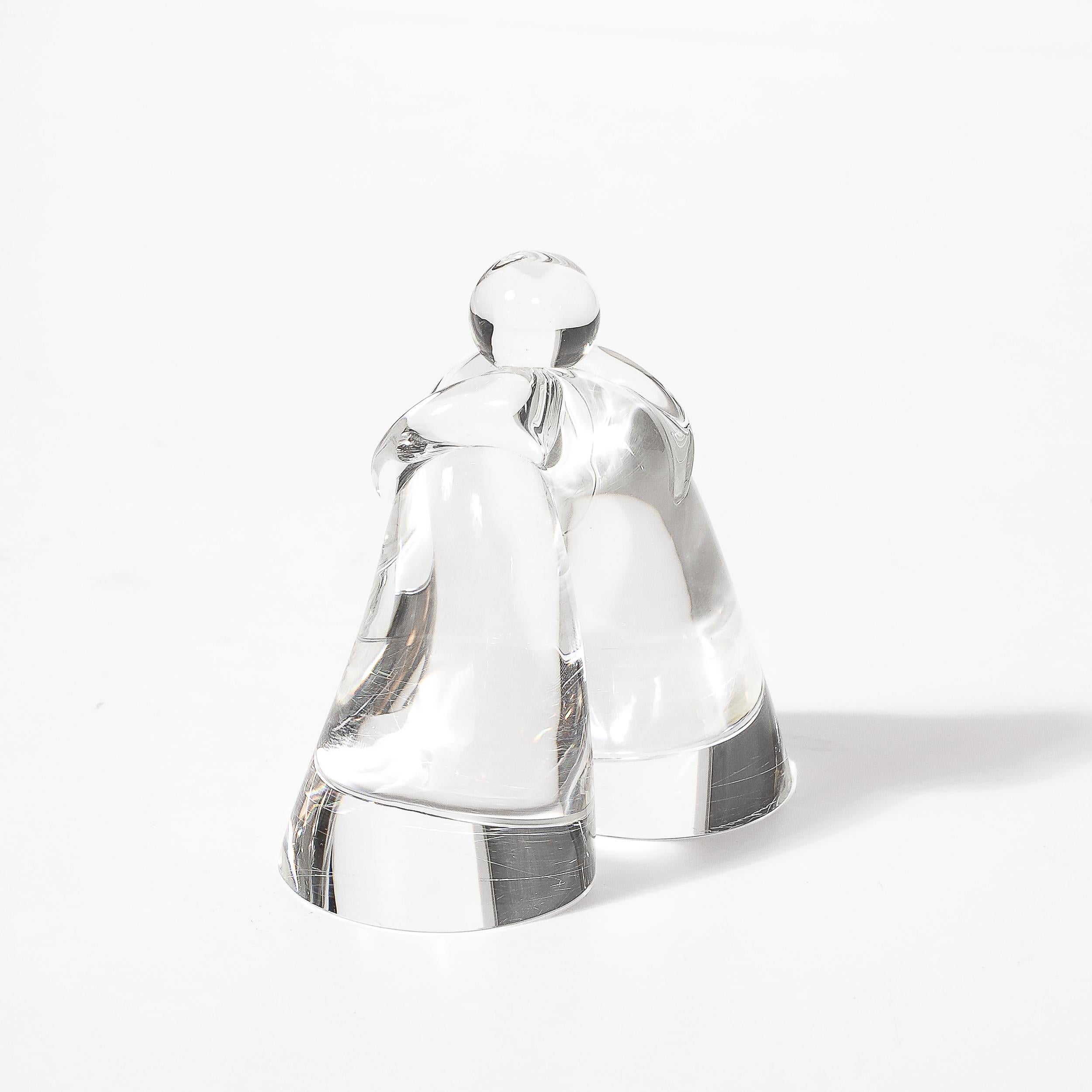 Minimale abstrakte figurative Kristallskulptur aus der Mitte des Jahrhunderts, signiert Steuben im Angebot 1
