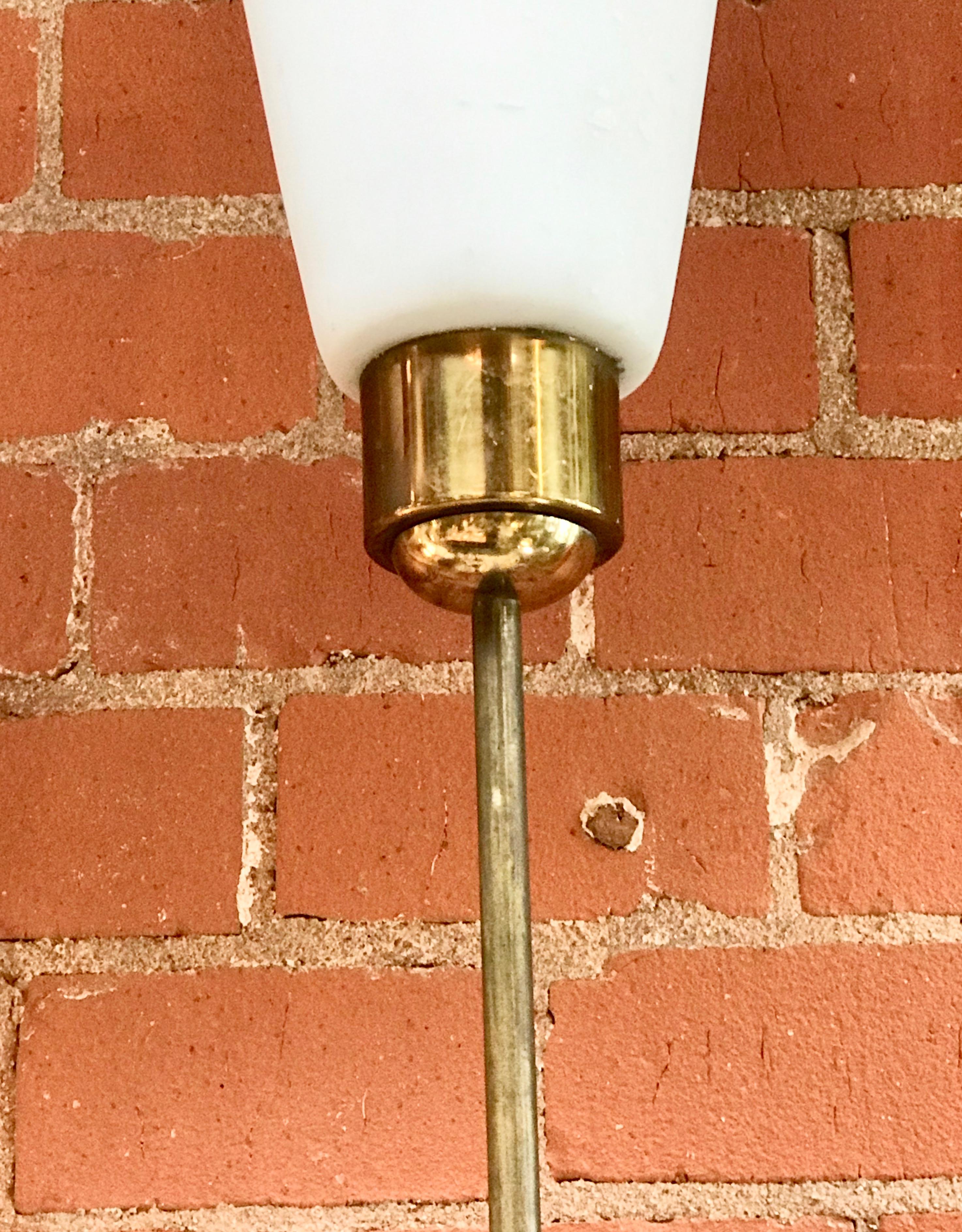 Mid-20th Century Midcentury Minimal Brass Floor Lamp with Marble Base, Italy, 1950s