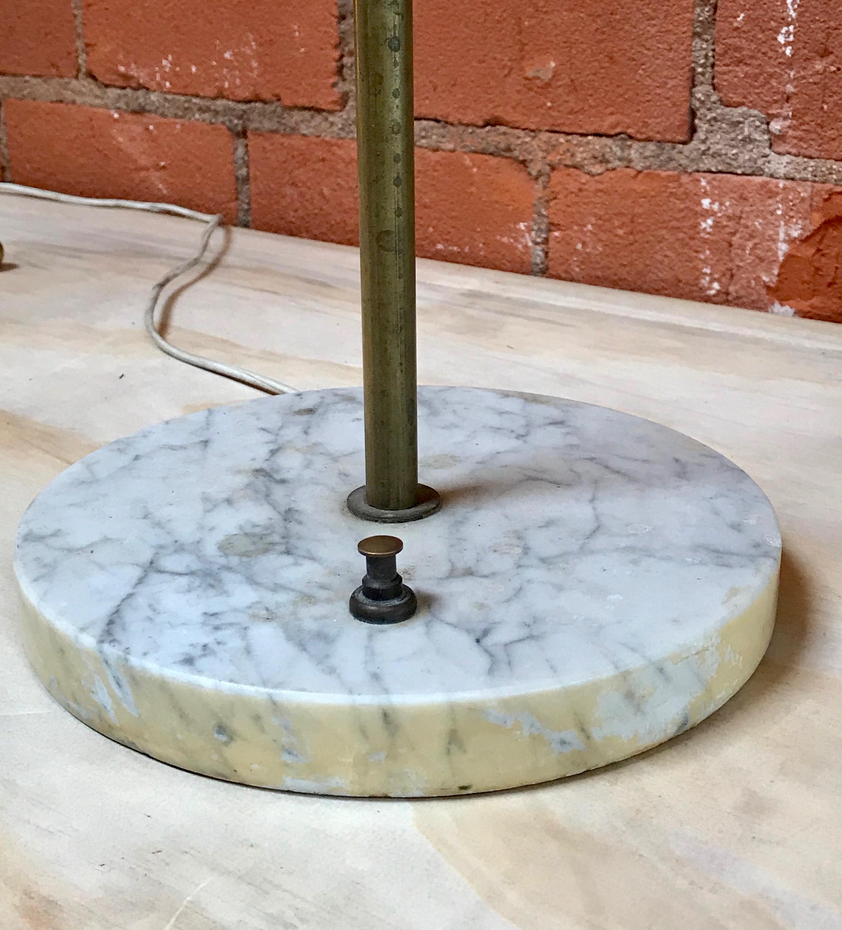 Midcentury Minimal Brass Floor Lamp with Marble Base, Italy, 1950s 3