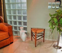 Midcentury Minimal Rustic Primitive Stool, Style Perriand, 1960