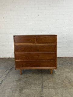 Mid Century Minimal Walnut and Oak Highboy