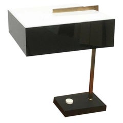 Mid-Century Minimalist Acryl and Brass Table Lamp, 1960s