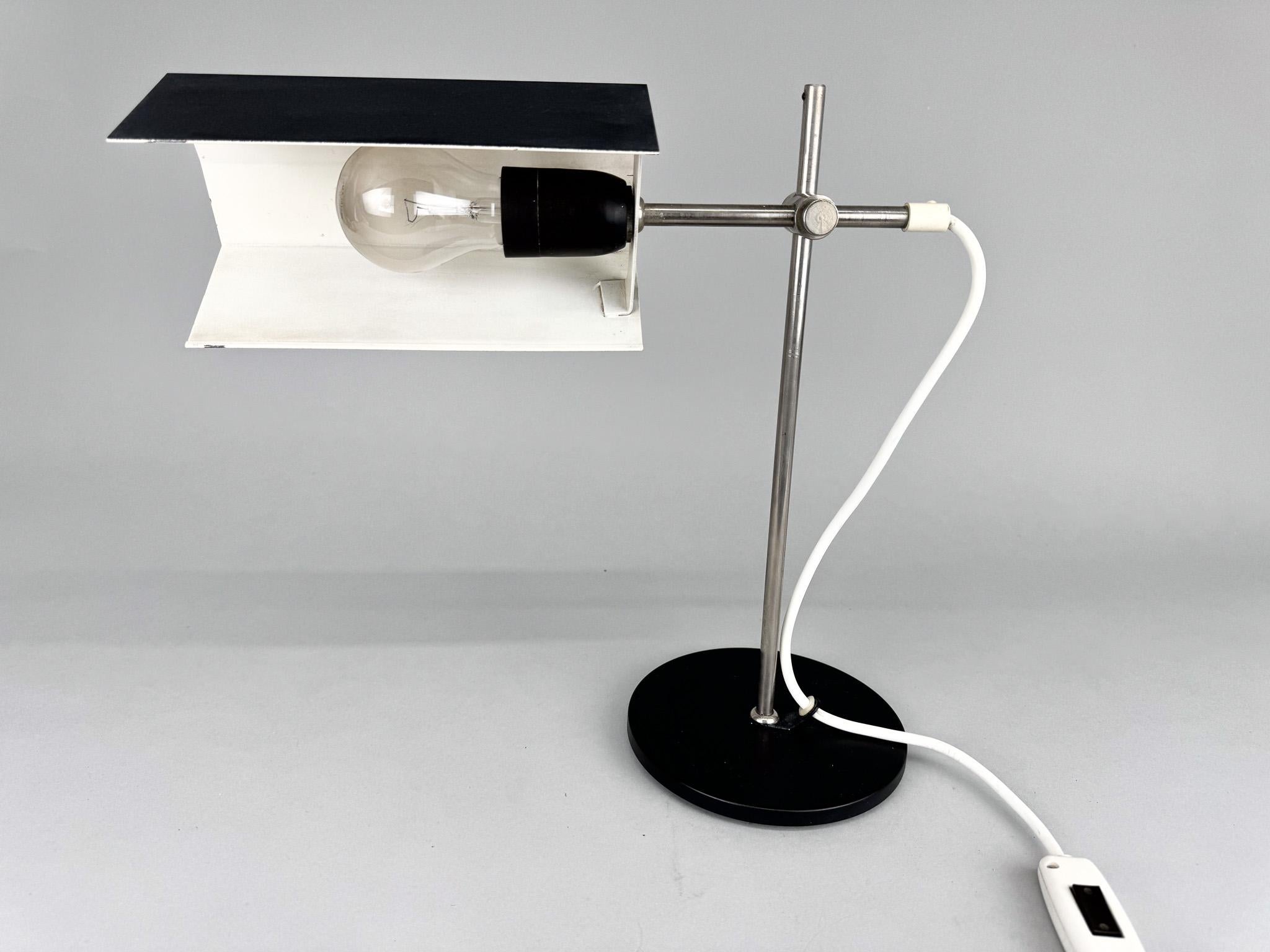 Metal Mid-Century Minimalist Adjustable Table Lamp, Czechoslovakia For Sale