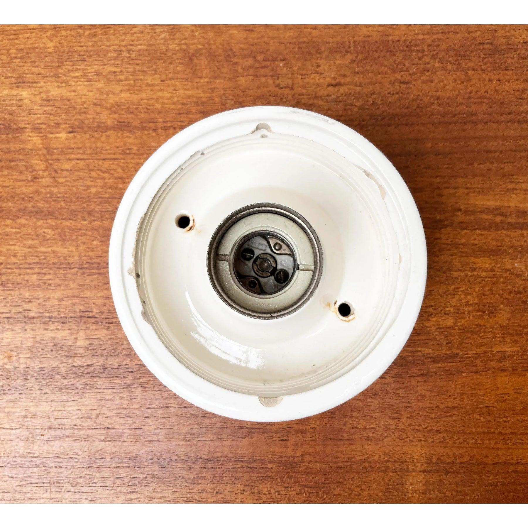 Lampada da soffitto minimalista di metà secolo in ceramica e vetro, anni '50 in vendita 5